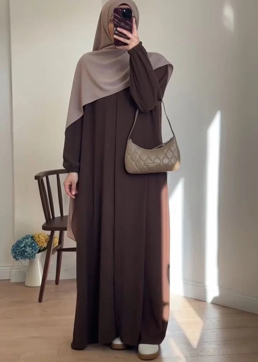 Premium Wool Peach Abaya Set with Matching Hijab