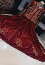 Embroidered Koti & Silk Maxi 2Piece Set