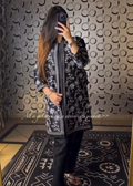 White Grey Thread Embroidered Gown Set